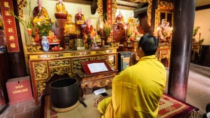 Tran Quoc Pagoda Hanoi Monk Praying