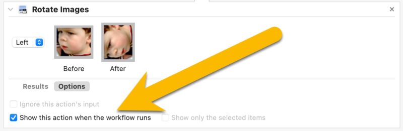 Screenshot macOS Automator Rotate Images