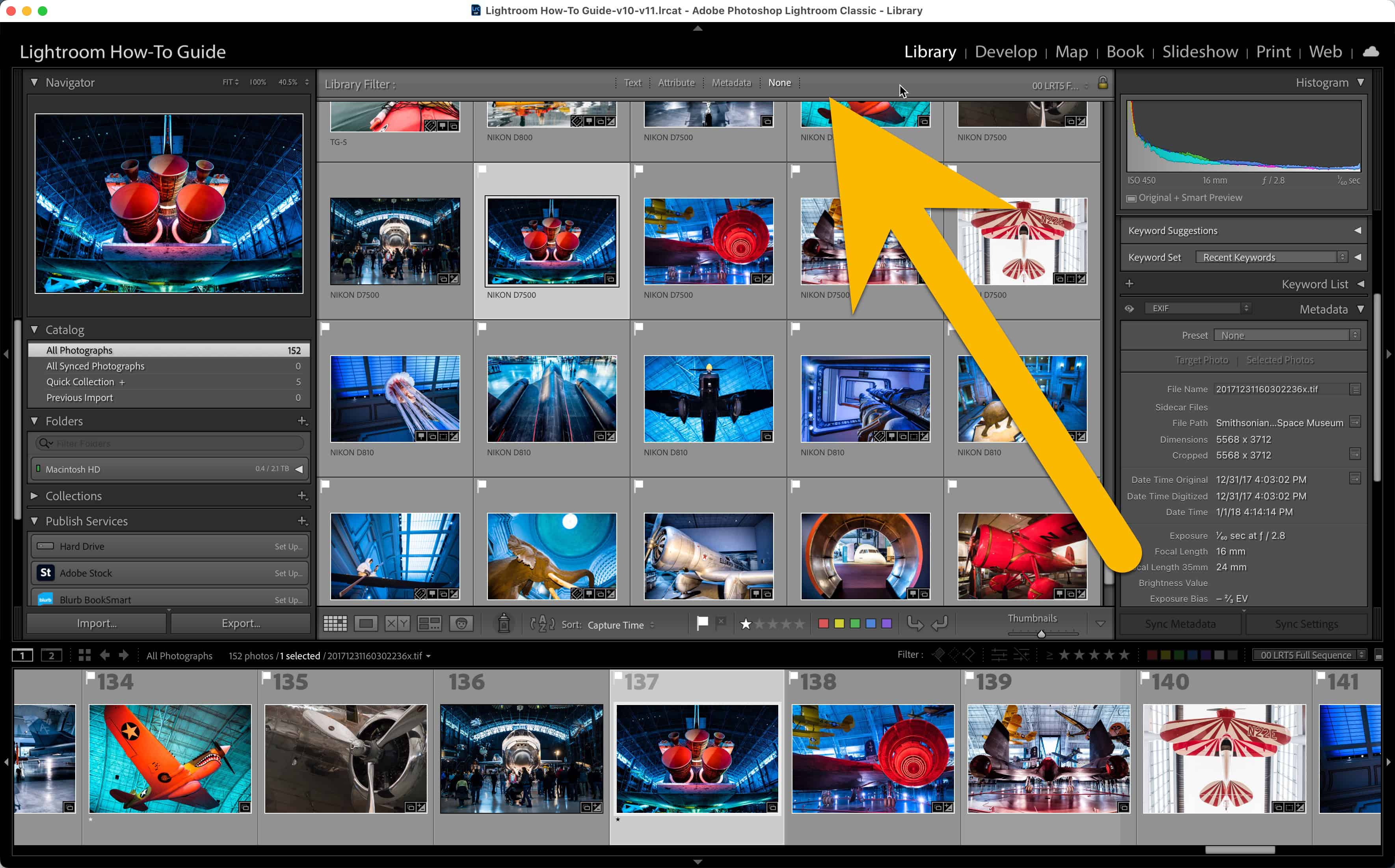 Screenshot illustration of Lightroom Classic How to Filter by Camera Serial Number
