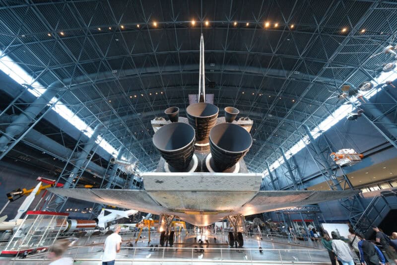 Space shuttle's three main engines and tail fin viewed from behind, ISO 500 test shot