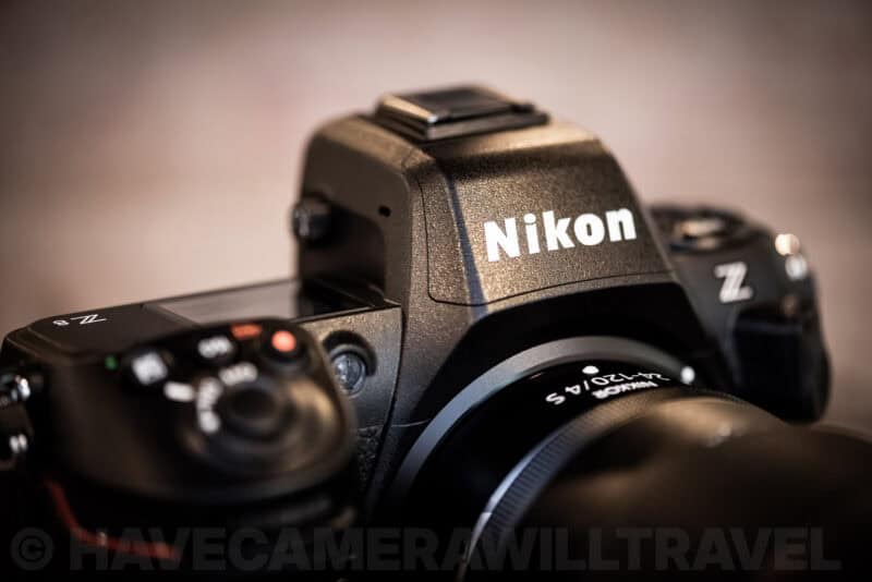 Close-up of a Nikon Z8 mirrorless camera body with NIKKOR Z 24-120mm lens attached
