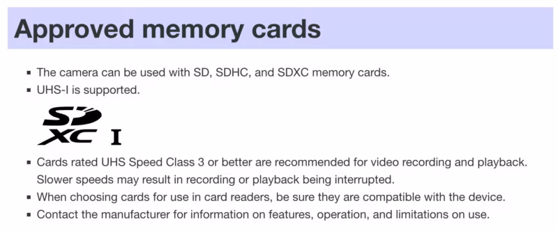Nikon Zfc manual Approved Memory Cards Screenshot