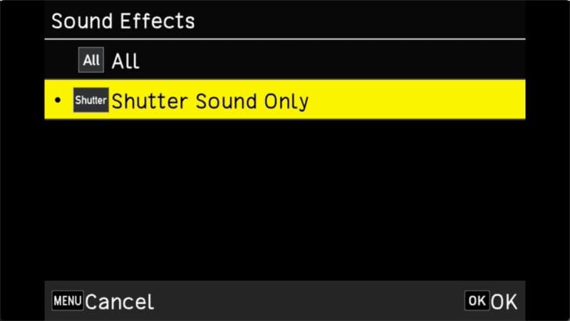 Screenshot of Ricoh GR III Menu to Show How to Make the Camera Quiet & Turn Off Sounds
