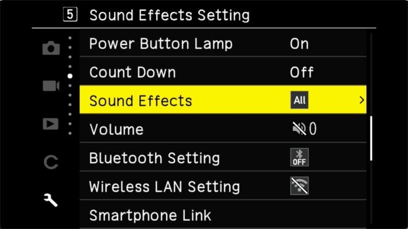 Screenshot of Ricoh GR III Menu to Show How to Make the Camera Quiet & Turn Off Sounds