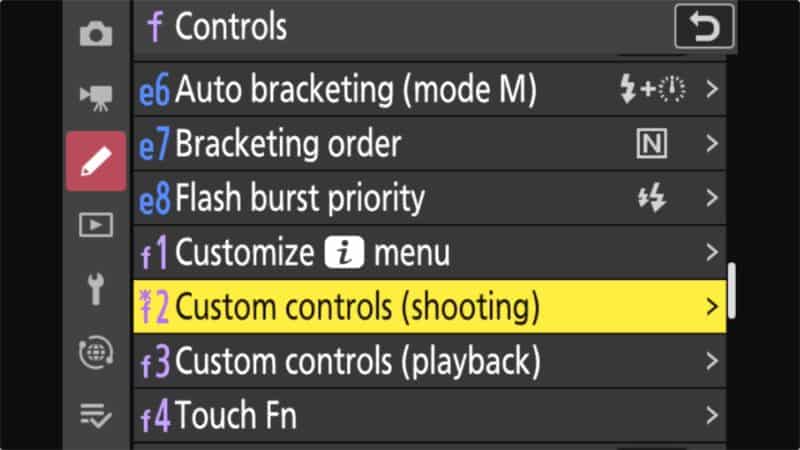 Nikon Zf Back Button Focus Setting - Screenshot of Camera Menu-2