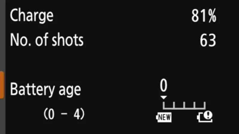 Screenshot of Nikon Z8 Menu System for Battery Health Check