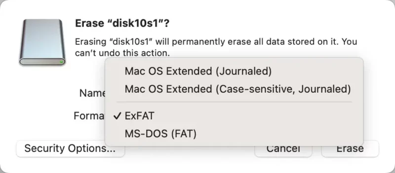 Screenshot of macOS Disk Utility process for securely wiping an SD card
