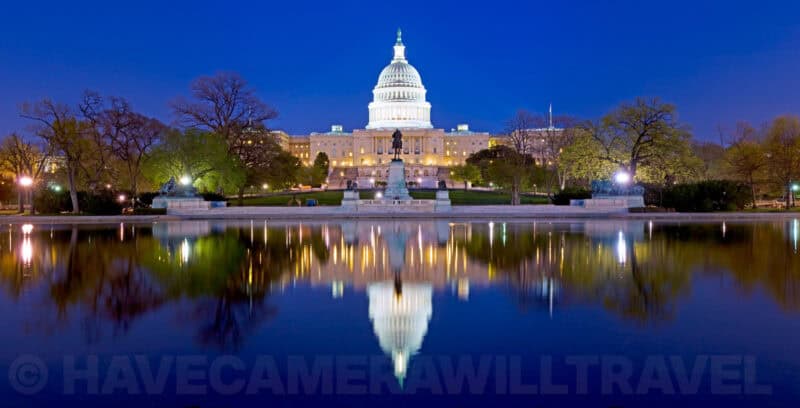 United States Capitol building with reflection on water. Photo by David Coleman - havecamerawilltravel.com