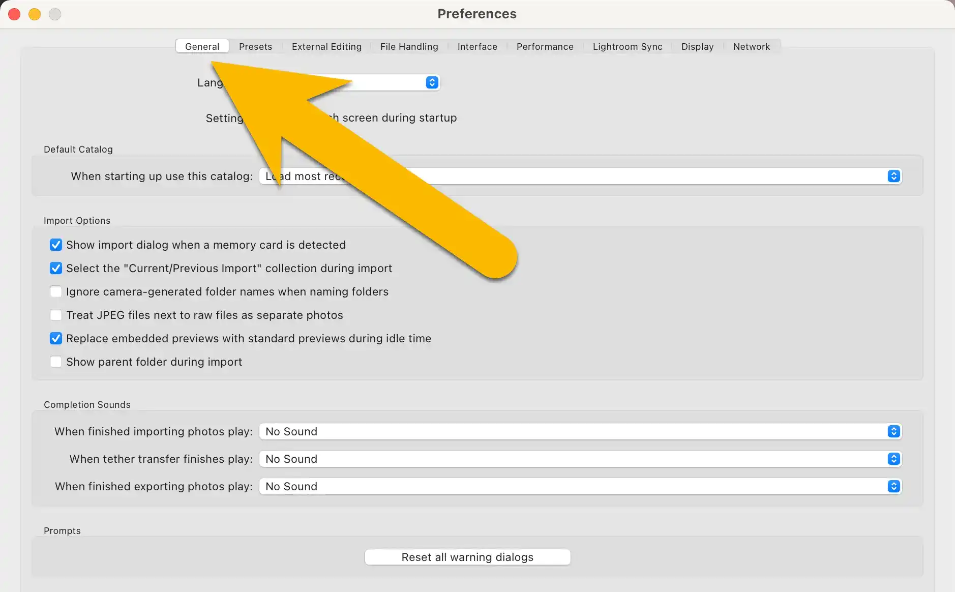 Screenshot of Lightroom Classic Preference panel for Treat JPEG files next raw files as separate photos
