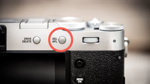 The AEL AFL button on the back of the Fujifilm X100VI to be used for back button focus