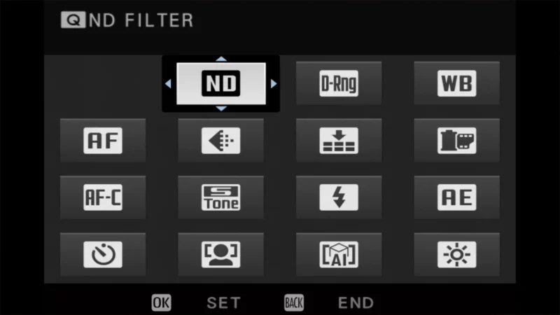 Fujifilm X100VI Screenshot of Quick Menu Customization Panel