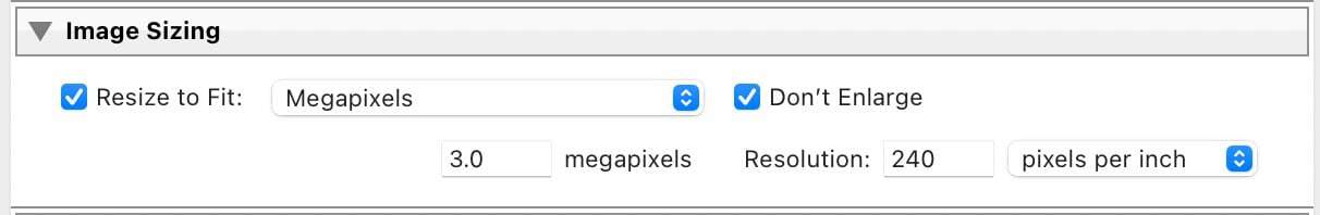 Screen shot 2010-10-22 at 8.04.43 PM Screenshot of Lightroom Classic Export Image Sizing Megapixels settings