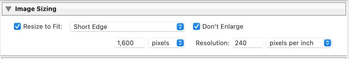 Screen shot 2010-10-22 at 8.03.23 PM Screenshot of Lightroom Classic Export Image Sizing panel with Short Edge option