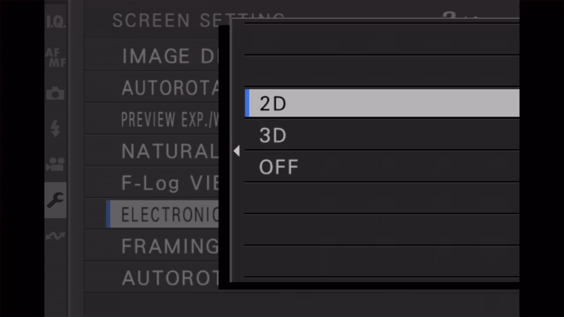 There are three options here. 3D is the only option that prevents the optical viewfinder from being available.
