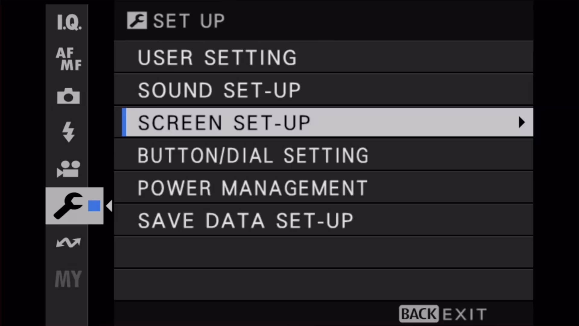 Go to SET UP > Screen Set-Up