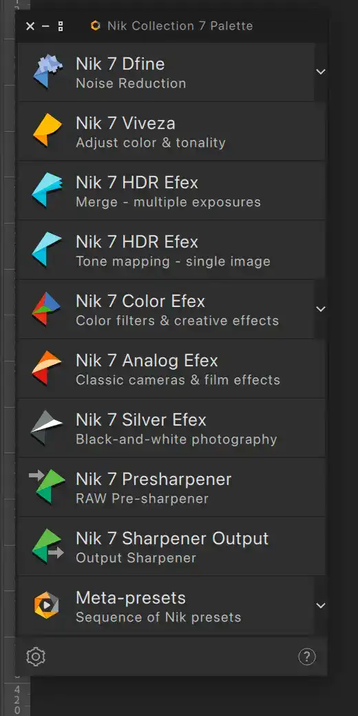 Nik Color Efex Palette in Photoshop