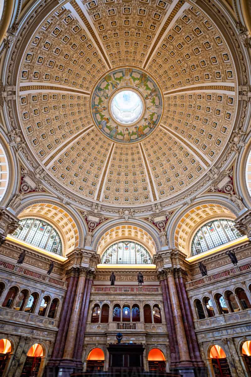 Main Reading Room of the Jefferson Building of the Library of Congress in Washington DC. Photo by David Coleman - havecamerawilltravel.com