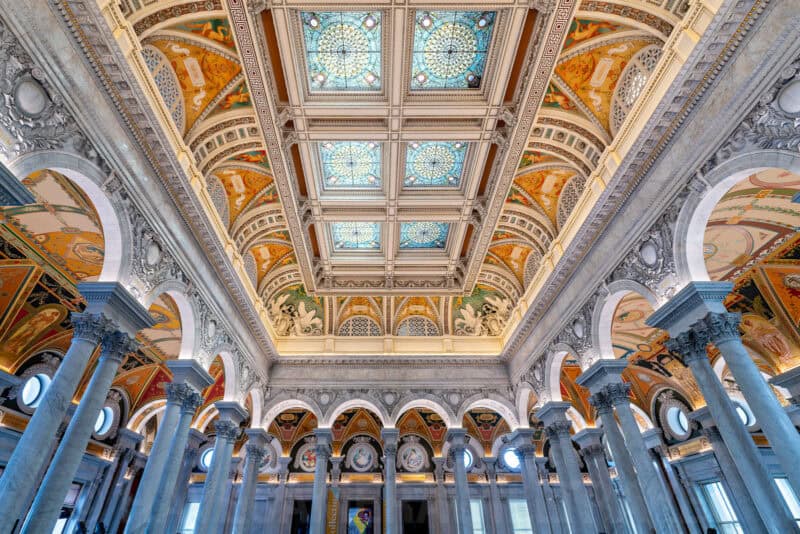 Main Hall of the Jefferson Building of the Library of Congress in Washington DC. Photo by David Coleman - havecamerawilltravel.com