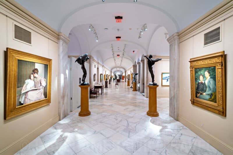 Painting and Sculpture Filled Corridor in the Smithsonian American Art Museum in Washington DC. Photo by David Coleman - havecamerawilltravel.com