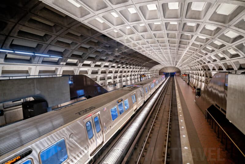 Virginia Square Metro Station Interior with Curved Ceiling in Arlington VA. Photo by David Coleman - havecamerawilltravel.com
