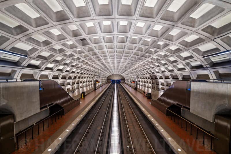 Virginia Square Metro Station Interior with Curved Ceiling in Arlington VA. Photo by David Coleman - havecamerawilltravel.com