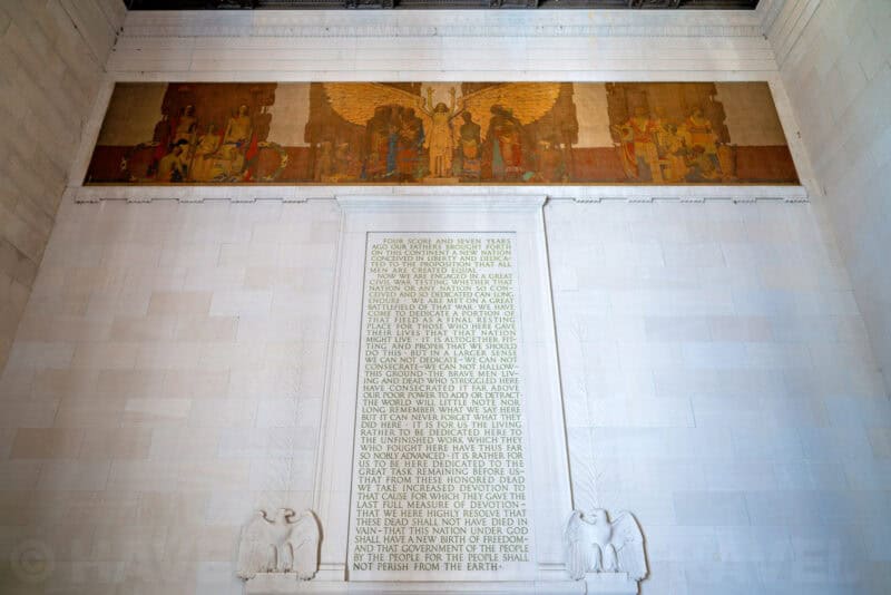 Lincoln Memorial Gettysburg Address and Emancipation Mural Washington DC. Photo by David Coleman - havecamerawilltravel.com