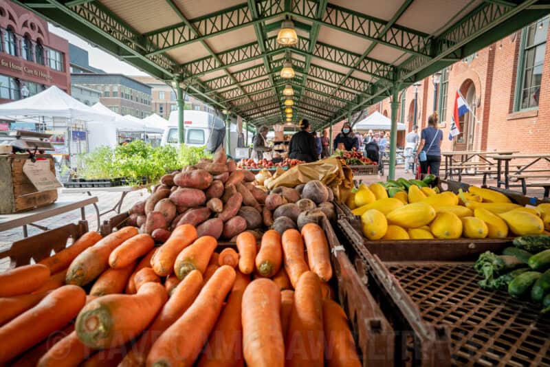Fresh Carrots and Root Vegetables at Eastern Market Sunday Farmers Market in Washington DC. Photo by David Coleman - havecamerawilltravel.com
