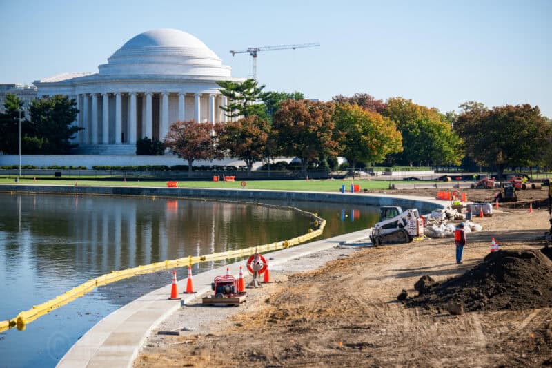 Tidal Basin Seawall Reconstruction Project Fresh Sod Washington DC. Photo by David Coleman - havecamerawilltravel.com