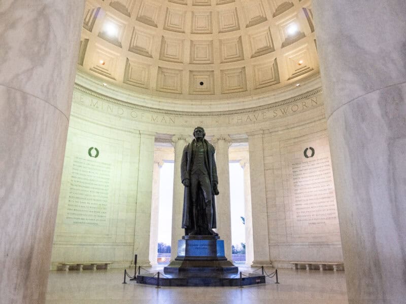 Jefferson Memorial Bronze Statue Marble Interior Washington DC United States. Photo by David Coleman - havecamerawilltravel.com