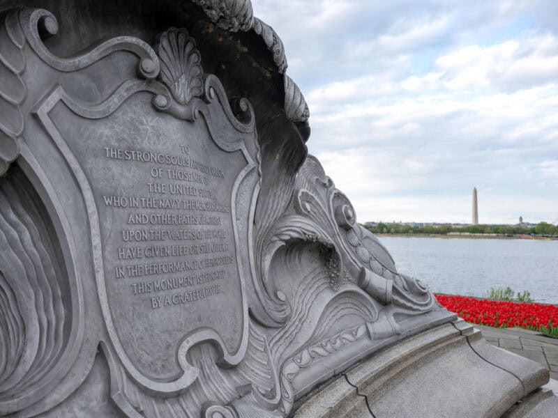 Navy And Merchant Marine Memorial Carved Granite Inscription Washington DC United States. Photo by David Coleman - havecamerawilltravel.com