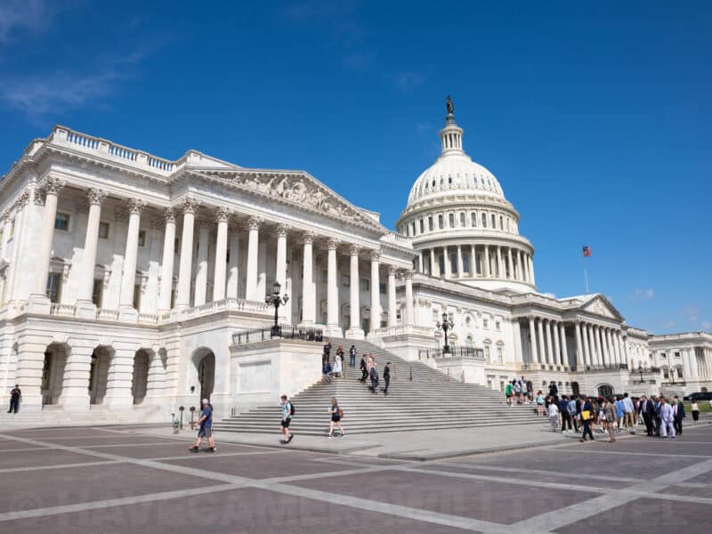 United States Capitol Neoclassical White Marble Facade Washington DC United States. Photo by David Coleman - havecamerawilltravel.com