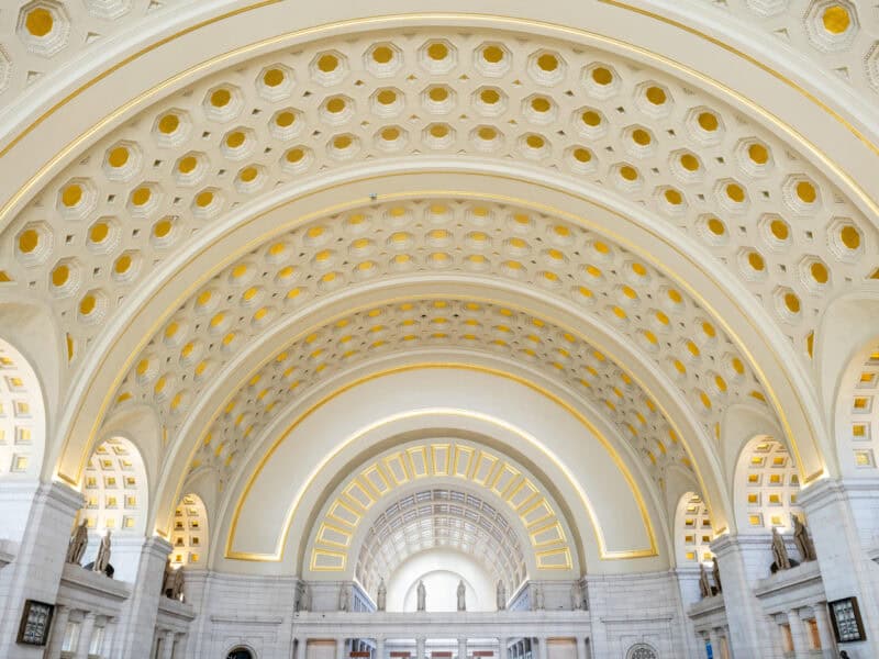 Union Station Beaux Arts Coffered Ceiling Washington DC United States. Photo by David Coleman - havecamerawilltravel.com