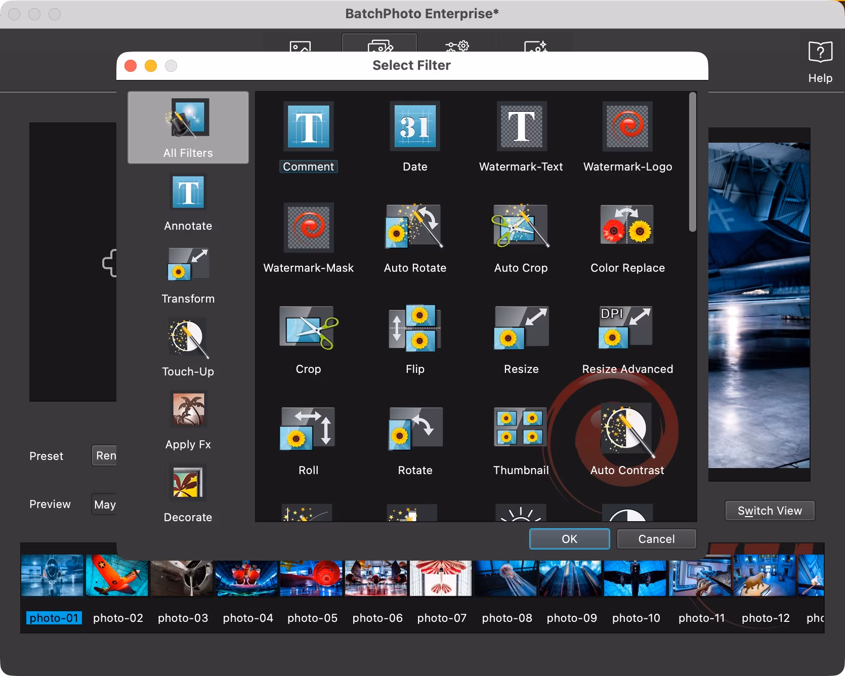 BatchPhoto filters and transformations list