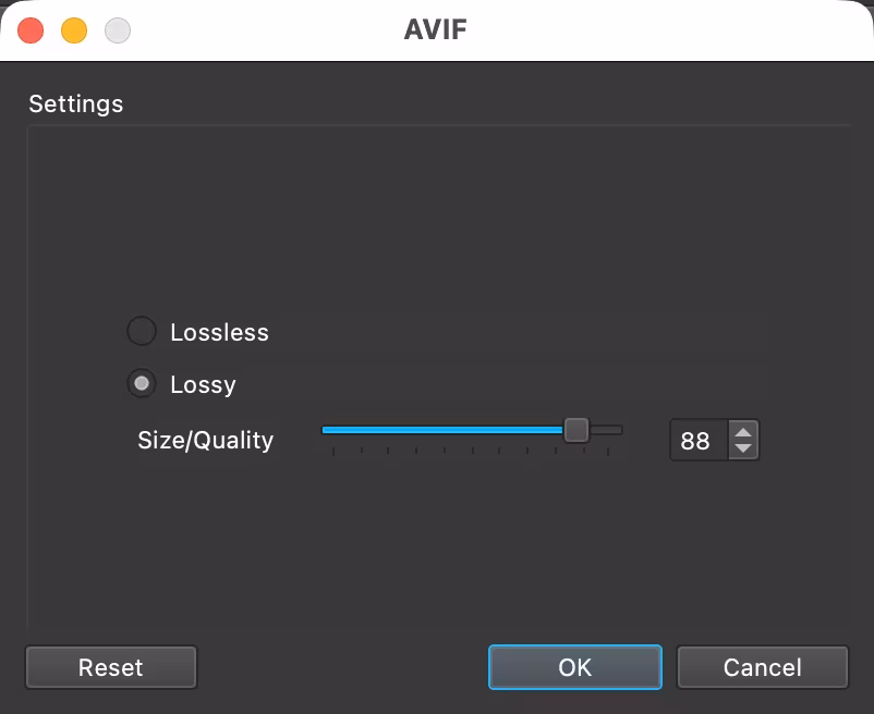BatchPhoto AVIF compression settings