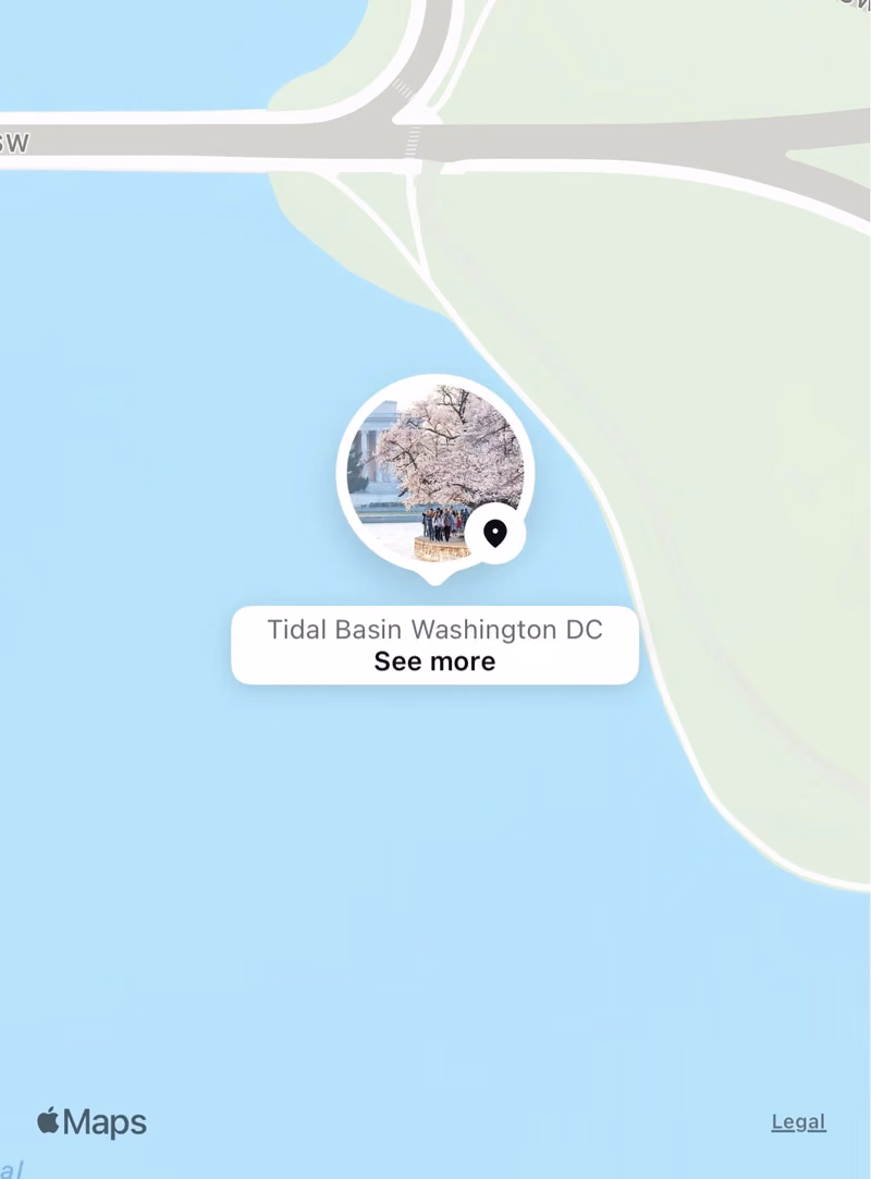 Instagram Map showing the tagged location as a pin with a See more button