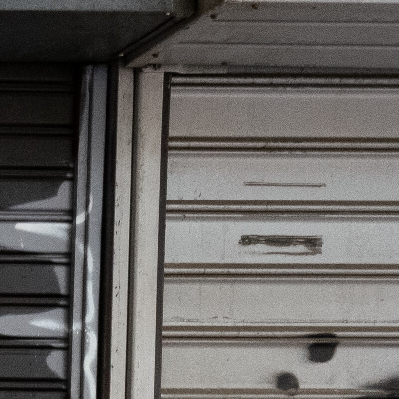 100% crop (corner) of a Ricoh GR II RAW image before DxO PureRAW processing